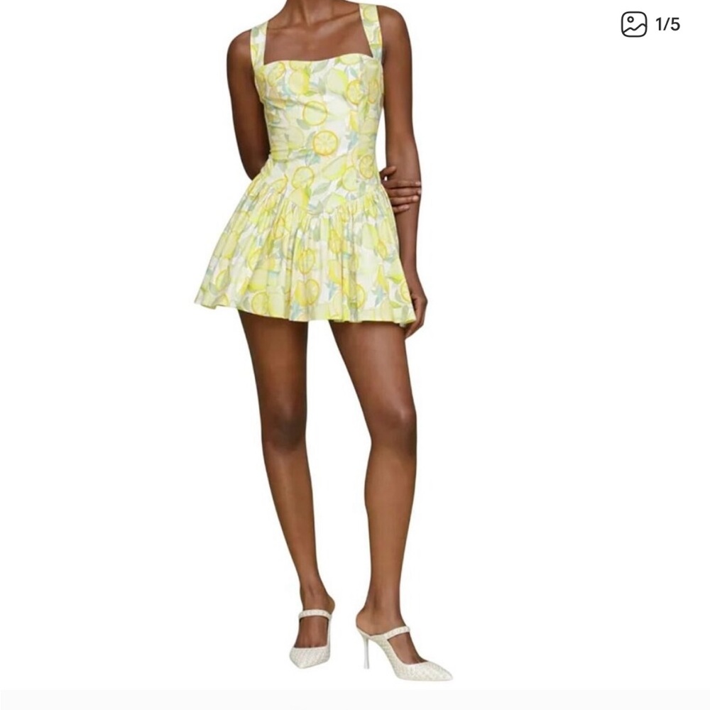 Avec Les Filles Lemon Print Sundress / Romper Halter Top Size 6 worn once - Picture 2 of 2